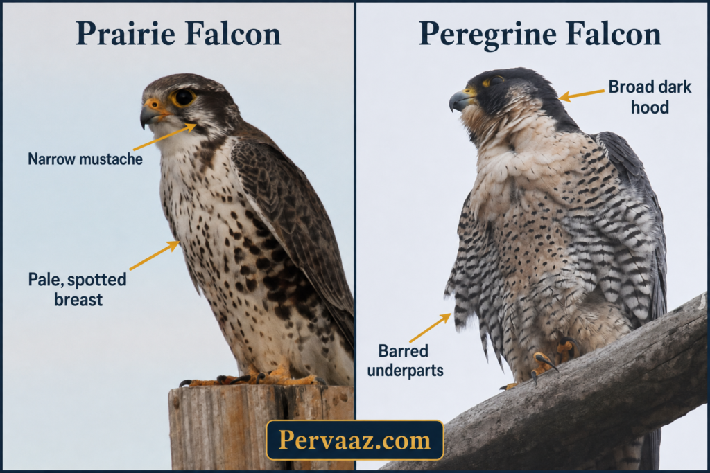 prairie vs peregrine face plumage comparison